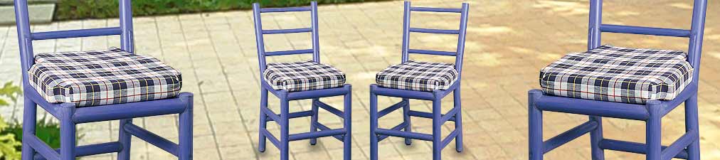 Tacuba Chair Blue Color with pipes on back & cushion